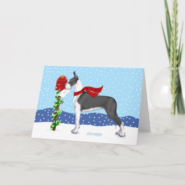 Great Dane Christmas Mail Mantle Holiday Card (Front)