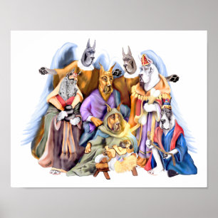 Great Dane Christmas Nativity Poster