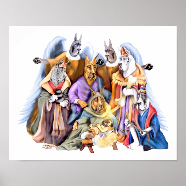 Great Dane Christmas Nativity Poster (Front)