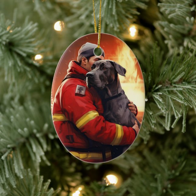 Great Dane Christmas Ornament, Dog Memorial Gift Ceramic Ornament (Tree)