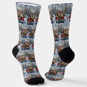 Great Dane Christmas Red Truck Holiday Socks