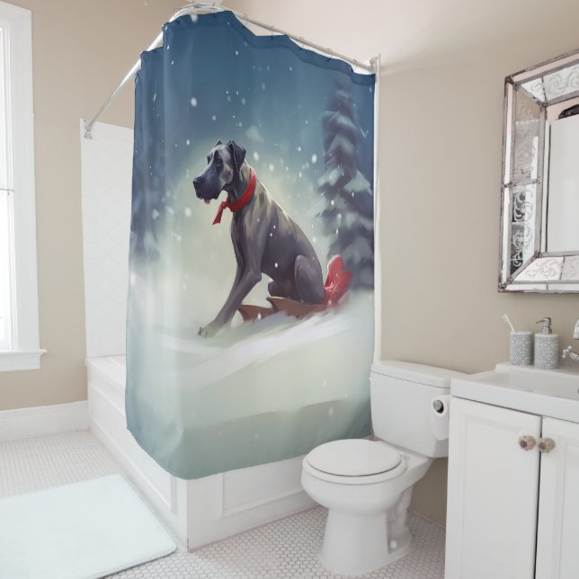 Great Dane Christmas snow winter (In Situ)