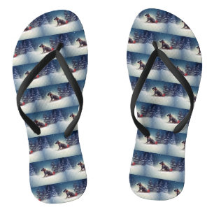 Great Dane Christmas snow winter Flip Flops