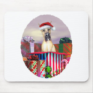 Great Dane Christmas Surprise Fawn Mouse Pad