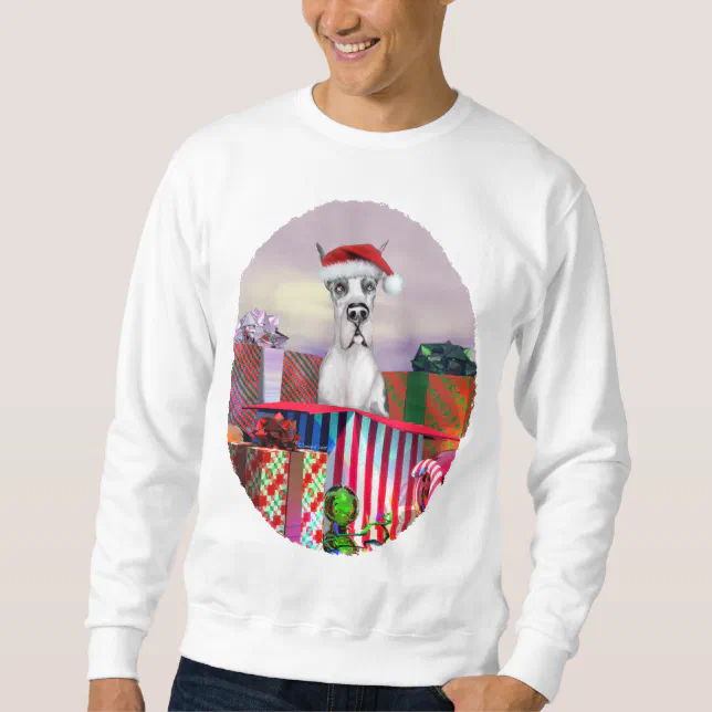 Great Dane Christmas Surprise Harle Sweatshirt | Zazzle