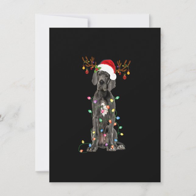 Great Dane Christmas Tree Lights Pajama Dog Lover  Invitation (Front)