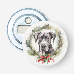 Great Dane Christmas Wreath Festive Pup Bottle Opener