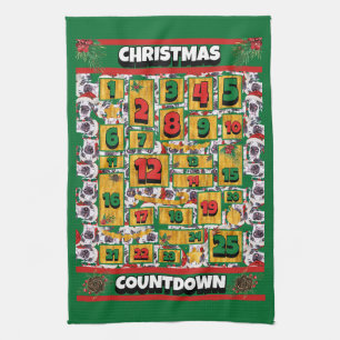 Great Dane Countdown Christmas Advent Calendar Dog Kitchen Towel