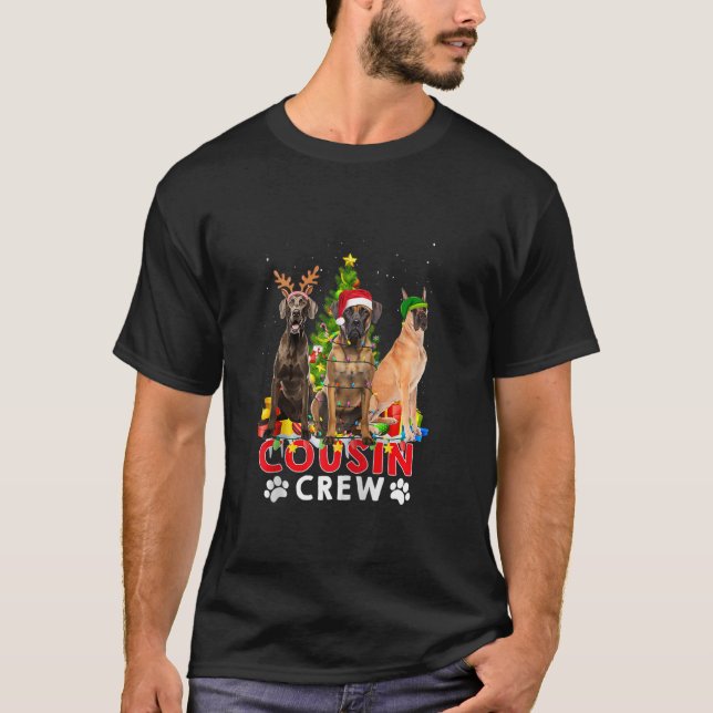 Great Dane Cousin Crew Christmas Tree Lights Xmas  T-Shirt (Front)