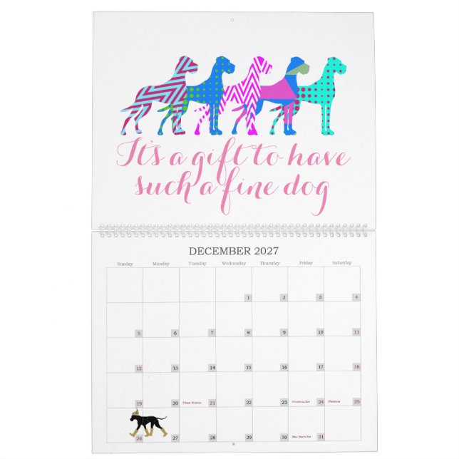 Great Dane custom message Calendar (Dec 2027)