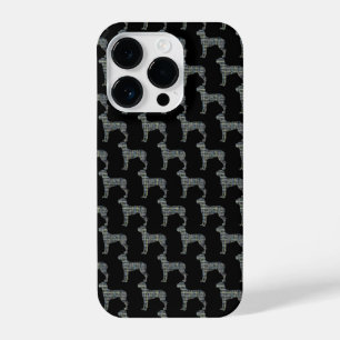 Great Dane Cute Dog Silhouette Grid Black iPhone 14 Pro Case