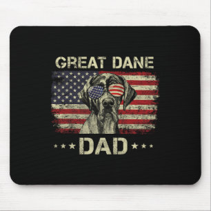 Great Dane Dad Dog Lovers American Flag 4th Of Jul Mouse Pad