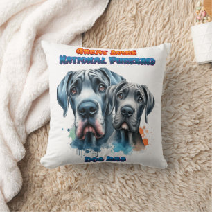 Great Dane Day for National Purebred Dog! Throw Pillow