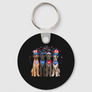 Great Dane Dog 250 Years Aamerican 1776 2026 4th Keychain