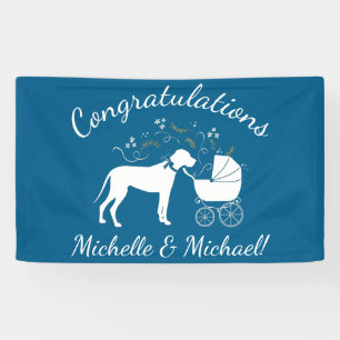 Great Dane Dog Baby Shower Puppy Blue Boy Banner