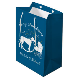 Great Dane Dog Baby Shower Puppy Blue Boy Medium Gift Bag