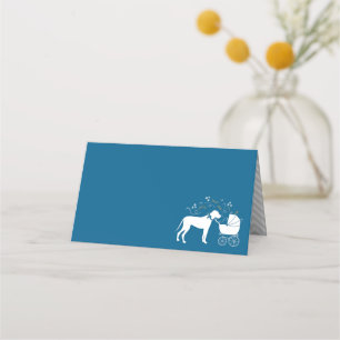 Great Dane Dog Baby Shower Puppy Blue Boy Place Card