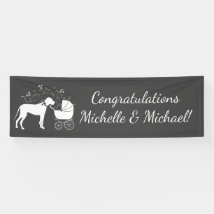 Great Dane Dog Baby Shower Puppy Grey Banner