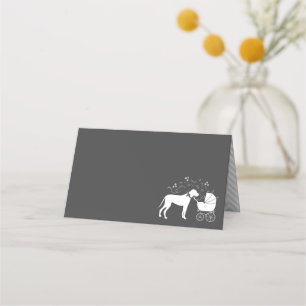 Great Dane Dog Baby Shower Puppy Grey Place Card