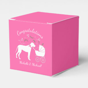 Great Dane Dog Baby Shower Puppy Pink Girl Favor Box