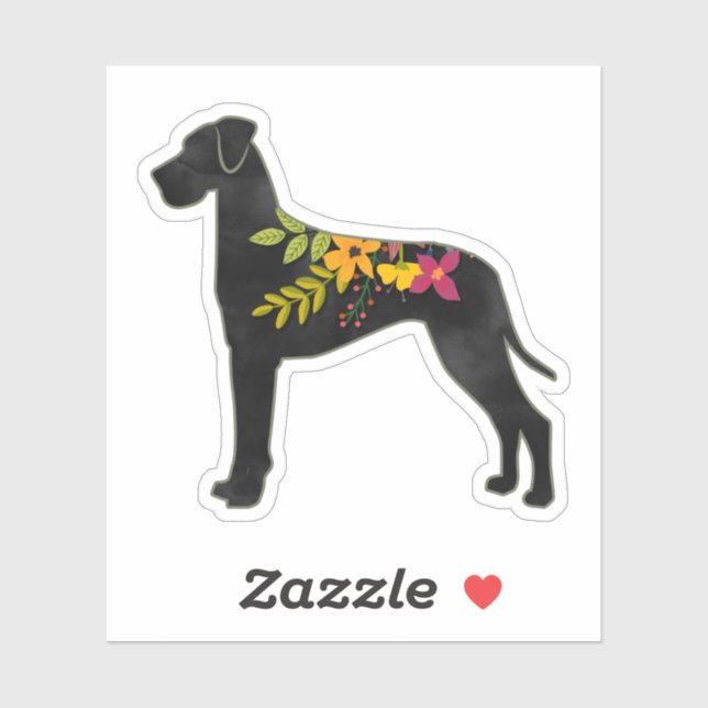 Great Dane Dog Breed Boho Floral Silhouette N (Sheet)
