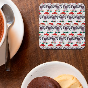 Great Dane Dog Breed Christmas Stars Square Paper Coaster