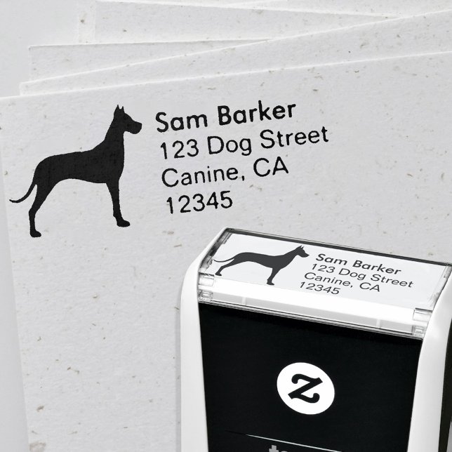 Great Dane Dog Breed Silhouette Return Address Self-inking Stamp (Creator Uploaded)