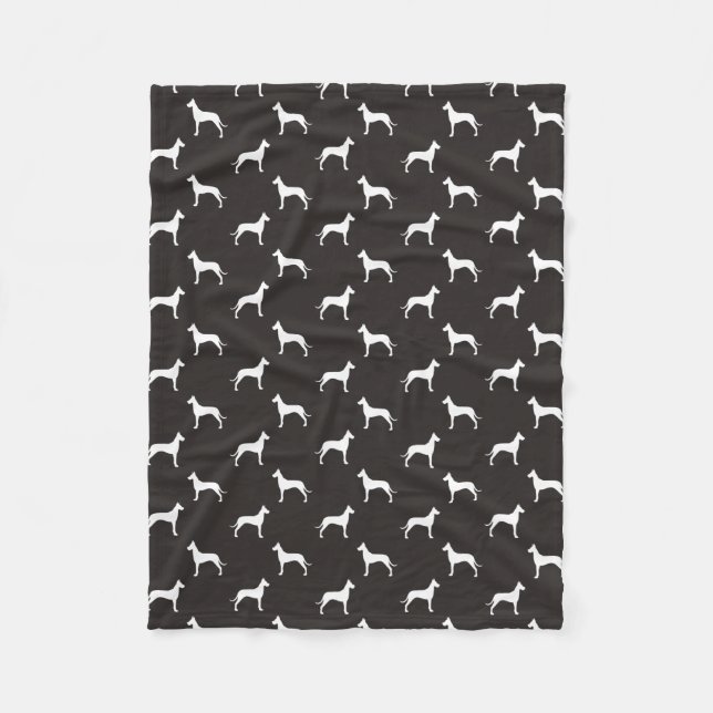Great Dane Dog Breed Silhouettes Pattern Fleece Blanket (Front)