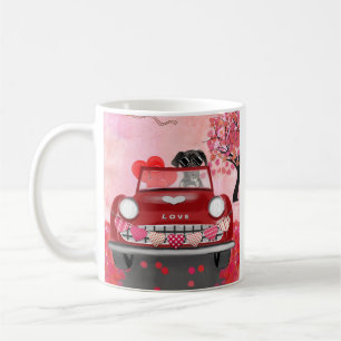 Great Dane Dog Car with Hearts Valentine's  Coffee Mug