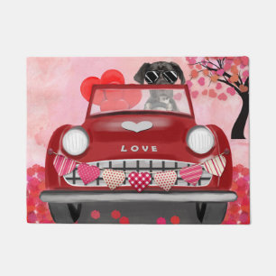Great Dane Dog Car with Hearts Valentine's  Doormat