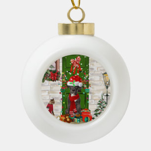 Great Dane Dog Christmas  Ceramic Ball Christmas Ornament