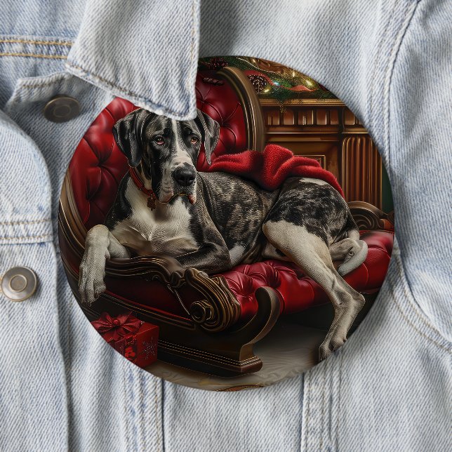Great Dane Dog Christmas Festive 6 Inch Round Button (In Situ)
