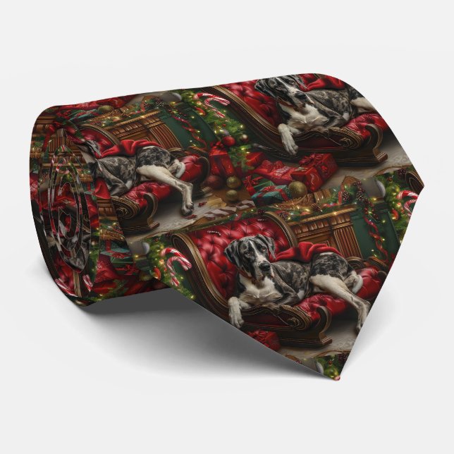 Great Dane Dog Christmas Festive Tie (Rolled)