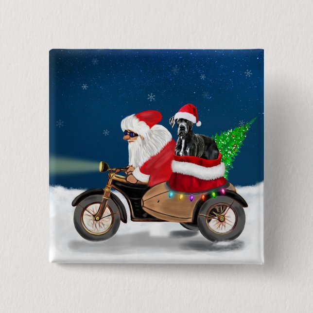 Great Dane dog Christmas Santa Claus   2 Inch Square Button (Front)