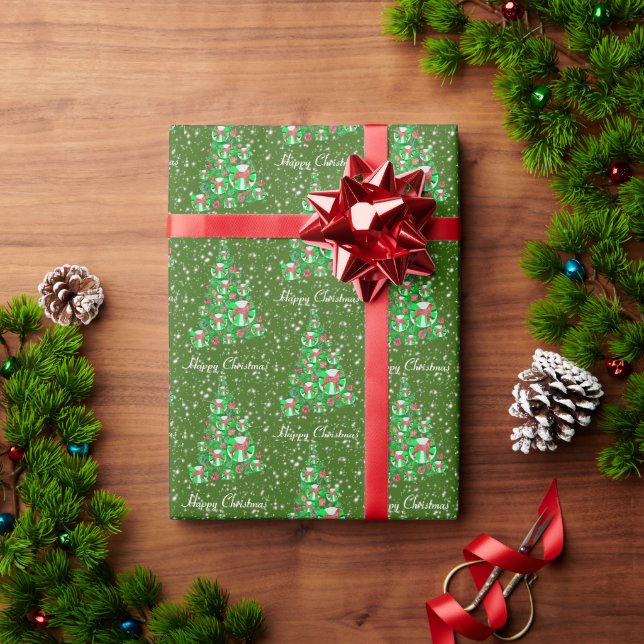 Great Dane Dog Christmas Tree Holiday Green Wrapping Paper (Holiday Gift)