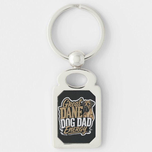 Great Dane Dog Dad Energy  Keychain (Front)