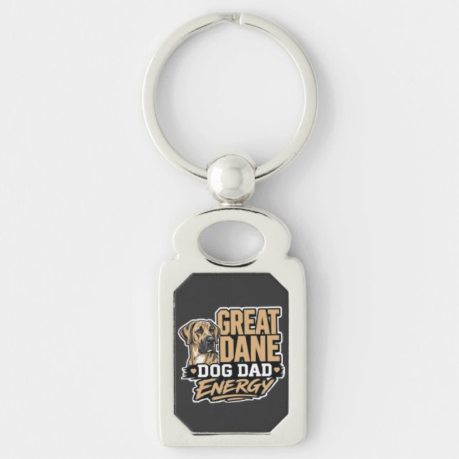 Great Dane Dog Dad Energy  Keychain (Front)