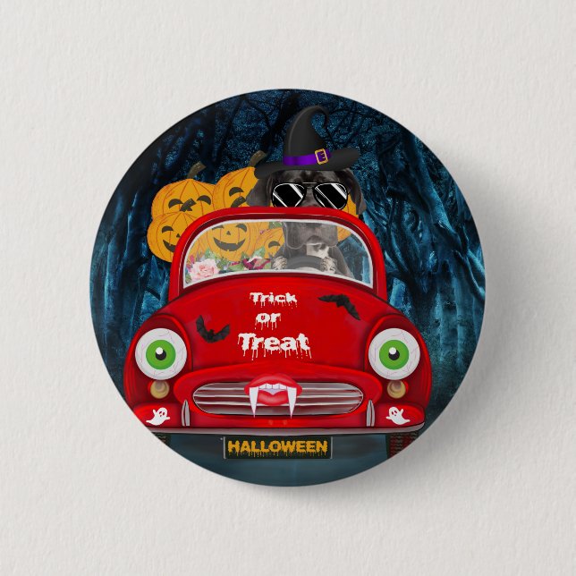 Great Dane Dog Driving Car Scary Halloween  2 Inch Round Button (Front)