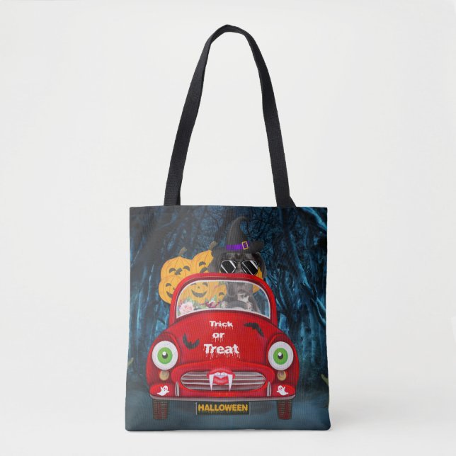 Great Dane Dog Driving Car Scary Halloween Tote Bag (Front)