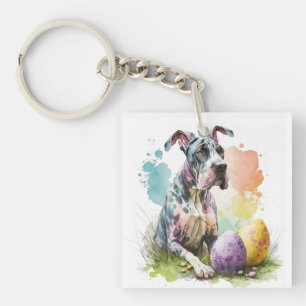 Great Dane Dog Easter Egg, Happy Easter Great Dane Keychain