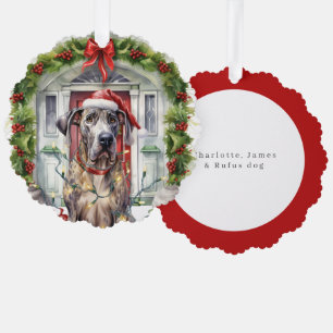 Great Dane Dog Front Door Christmas Ornament Card
