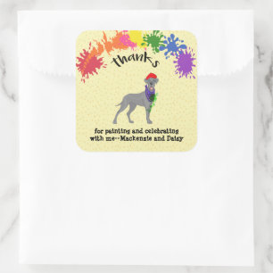 Great Dane Dog Fun Art Birthday Party Square Sticker