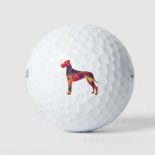 Great Dane Dog Geometric Pattern Silhouette Multi Golf Balls