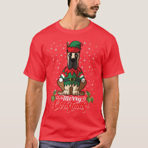 Great Dane Dog Greets Merry Christmas Santa Costum T-Shirt