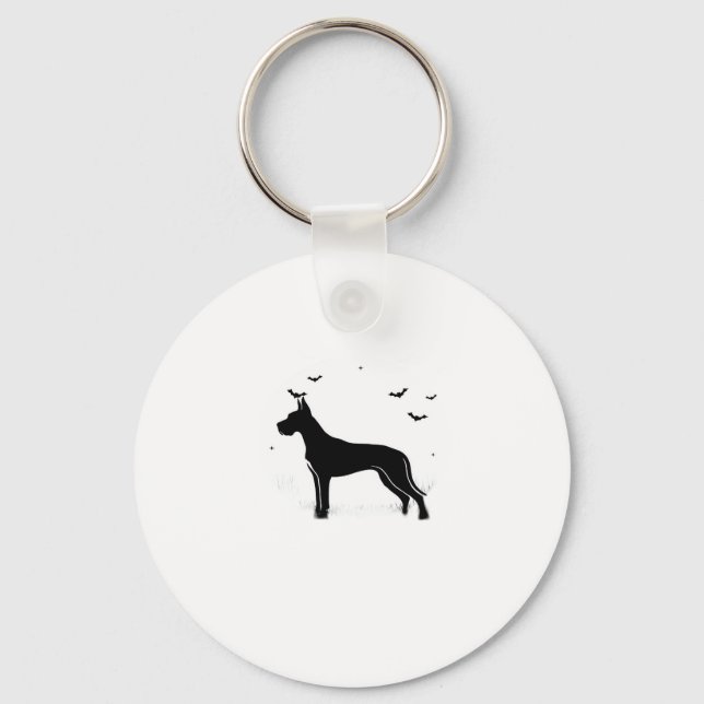 Great Dane Dog � Halloween Moon Silhouette Classic Keychain (Front)