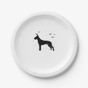 Great Dane Dog � Halloween Moon Silhouette Classic Paper Plate