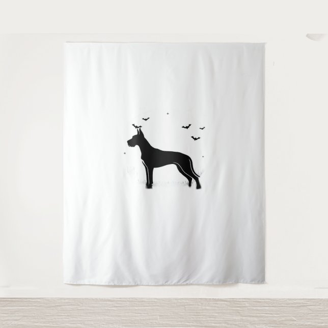 Great Dane Dog – Halloween Moon Silhouette Classic Tapestry (Front)