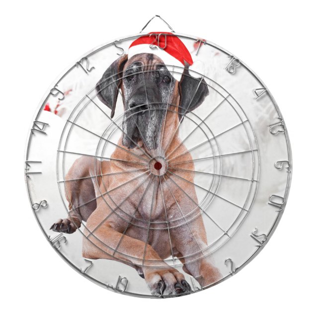 Great Dane Dog Hat Merry Christmas Dartboard (Front)