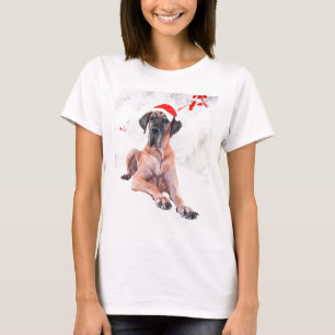 Great Dane Dog Hat Merry Christmas T-Shirt