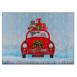 Great Dane Dog In Car With Santa Claus  Cutting Board